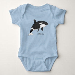 Killer whale cartoon illustration baby bodysuit