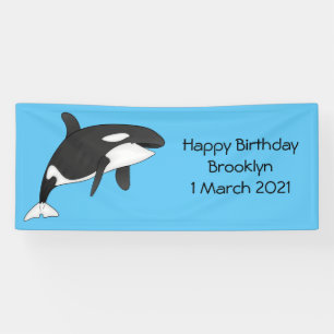 Killer whale cartoon illustration  banner