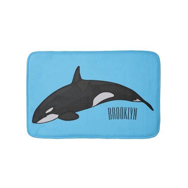 Killer whale cartoon illustration bath mat (Front)