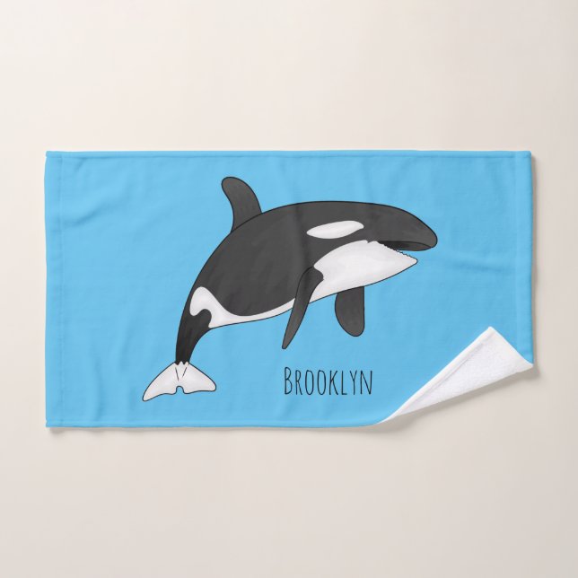 Killer whale cartoon illustration bath towel set (Hand Towel)