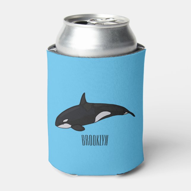 Killer whale cartoon illustration can cooler (Can Front)