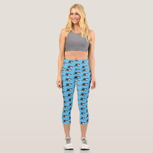 Killer whale cartoon illustration  capri leggings