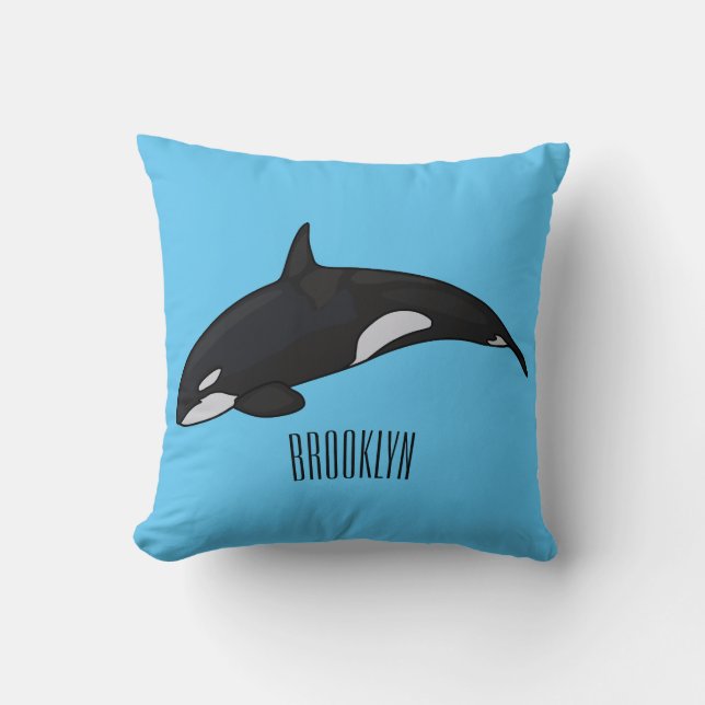 Killer whale cartoon illustration cushion (Front)