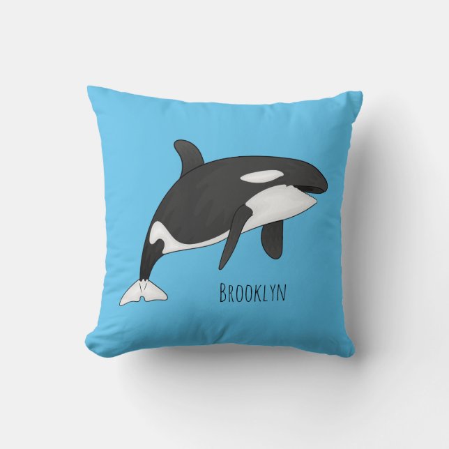 Killer whale cartoon illustration  cushion (Front)
