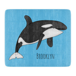 Killer whale cartoon illustration cutting board