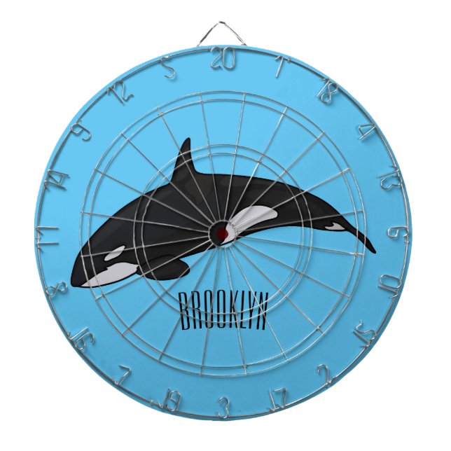 Killer whale cartoon illustration dartboard (Front)