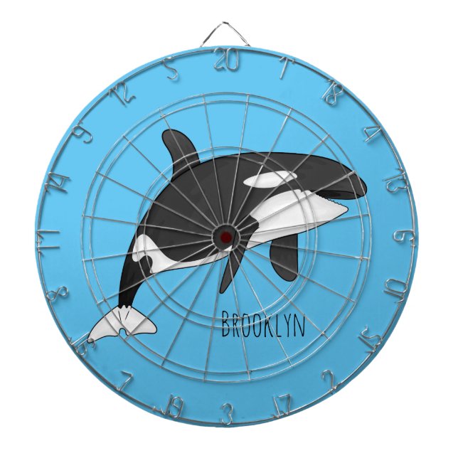 Killer whale cartoon illustration dartboard (Front)