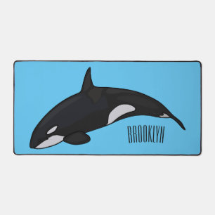 Killer whale cartoon illustration desk mat