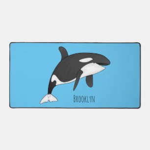 Killer whale cartoon illustration  desk mat