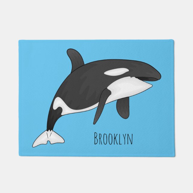 Killer whale cartoon illustration  doormat (Front)