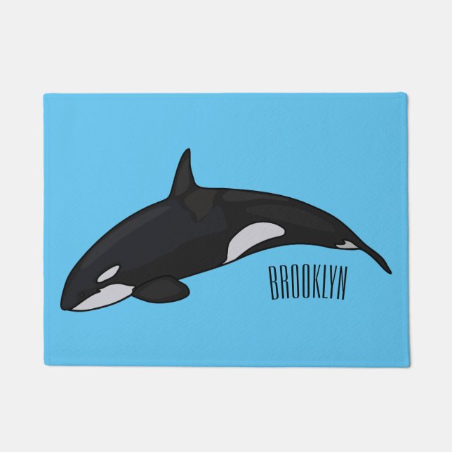 Killer whale cartoon illustration doormat (Front)