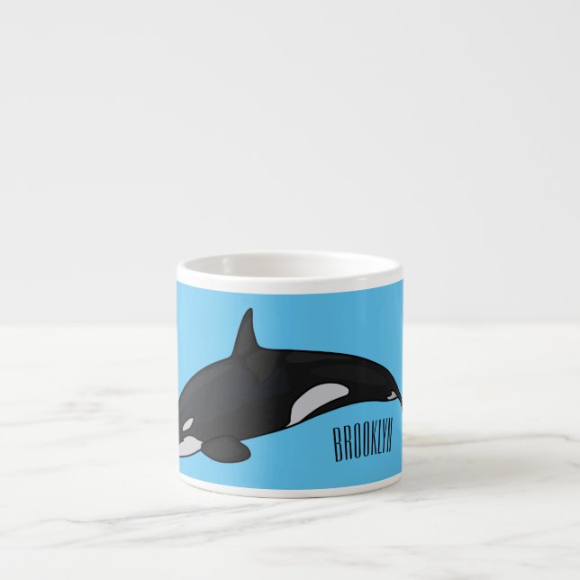 Killer whale cartoon illustration espresso cup (Front)