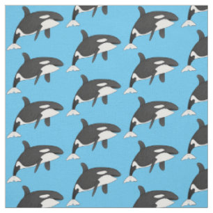 Killer whale cartoon illustration  fabric