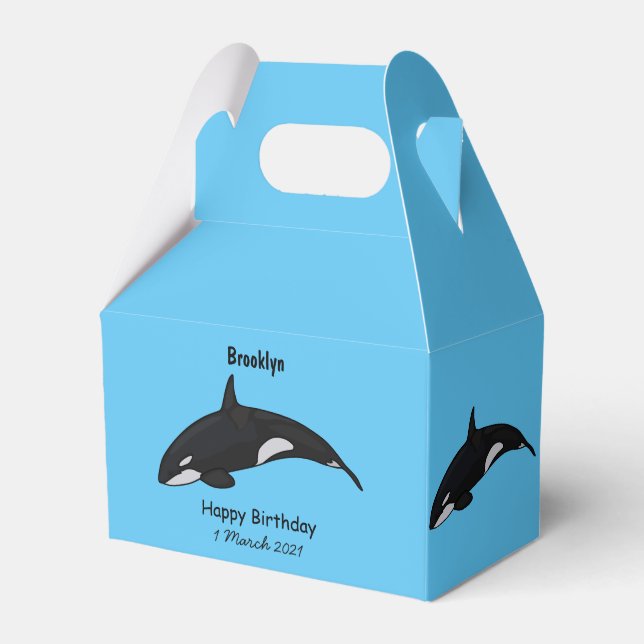 Killer whale cartoon illustration favour box (Front Side)