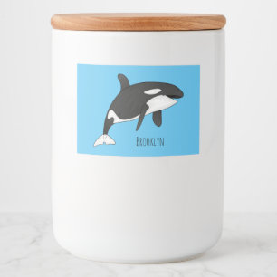 Killer whale cartoon illustration  food label