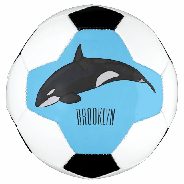 Killer whale cartoon illustration football (Front)