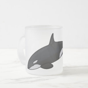 Killer whale cartoon illustration frosted glass coffee mug