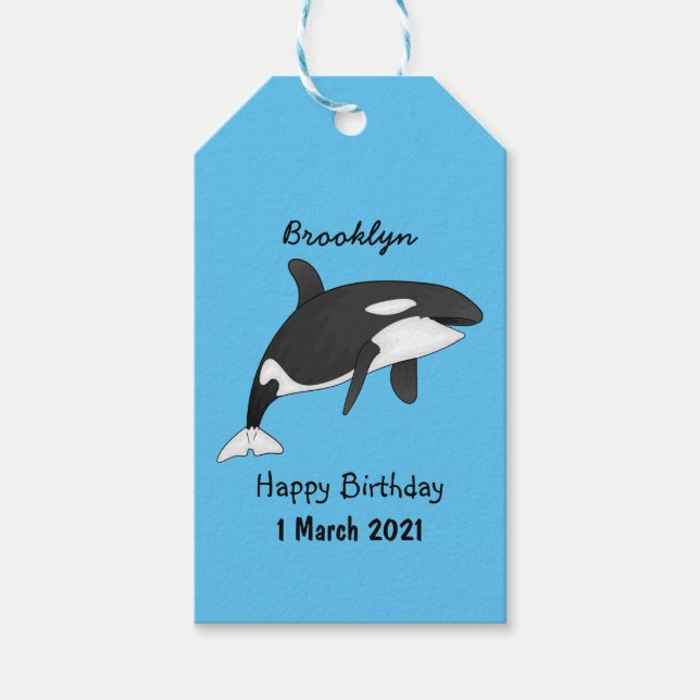 Killer whale cartoon illustration gift tags (Front)