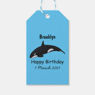 Killer whale cartoon illustration gift tags