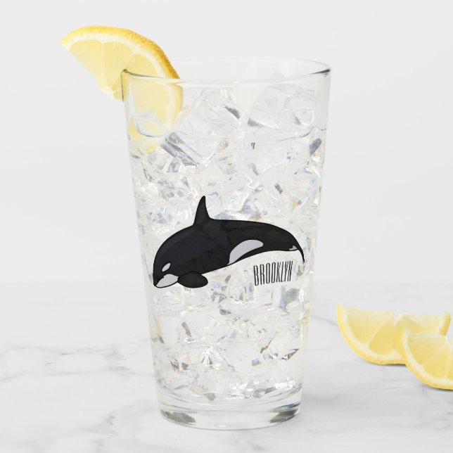 Killer whale cartoon illustration glass (Front Ice)