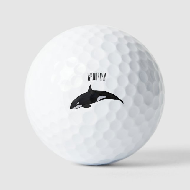 Killer whale cartoon illustration golf balls (Front)