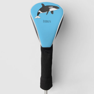 Killer whale cartoon illustration golf head cover