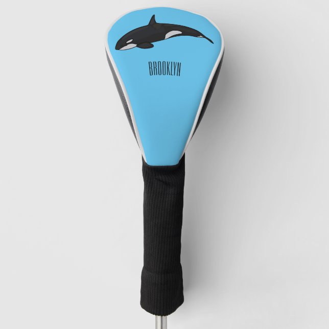 Killer whale cartoon illustration golf head cover (Front)