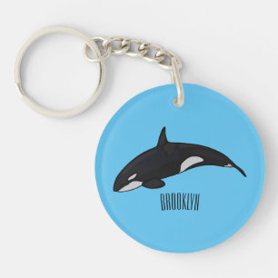 Killer whale cartoon illustration key ring