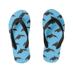 Killer whale cartoon illustration kid's flip flops