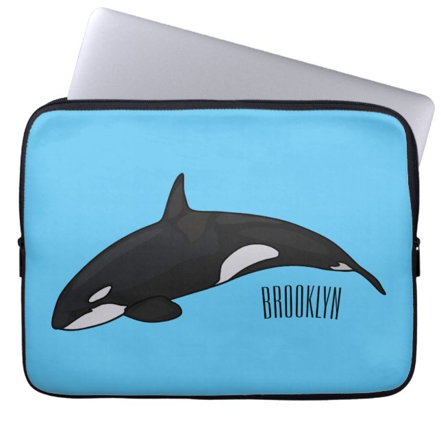 Killer whale cartoon illustration laptop sleeve (Front)