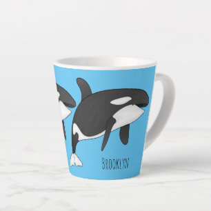 Killer whale cartoon illustration  latte mug