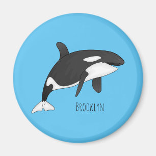 Killer whale cartoon illustration magnet