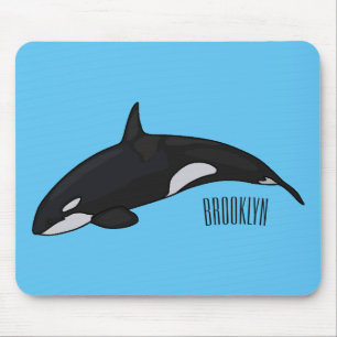 Killer whale cartoon illustration mouse mat