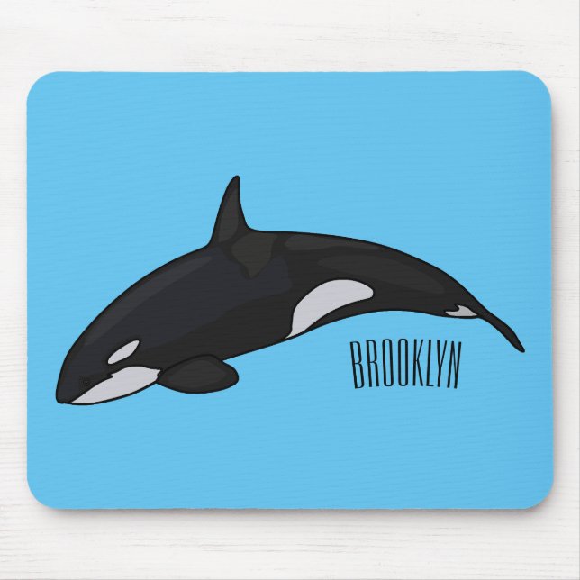 Killer whale cartoon illustration mouse mat (Front)