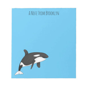 Killer whale cartoon illustration notepad