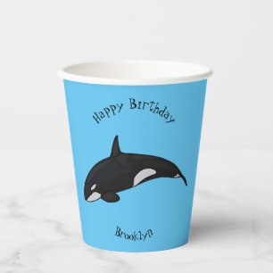 Killer whale cartoon illustration paper cups