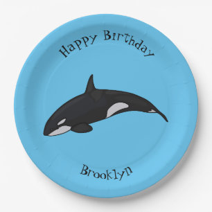 Killer whale cartoon illustration paper plate
