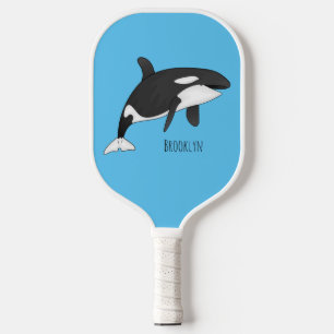 Killer whale cartoon illustration pickleball paddle