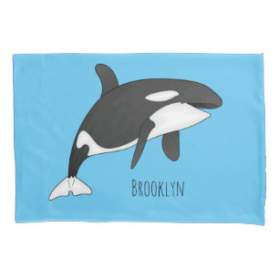 Killer whale cartoon illustration pillowcase