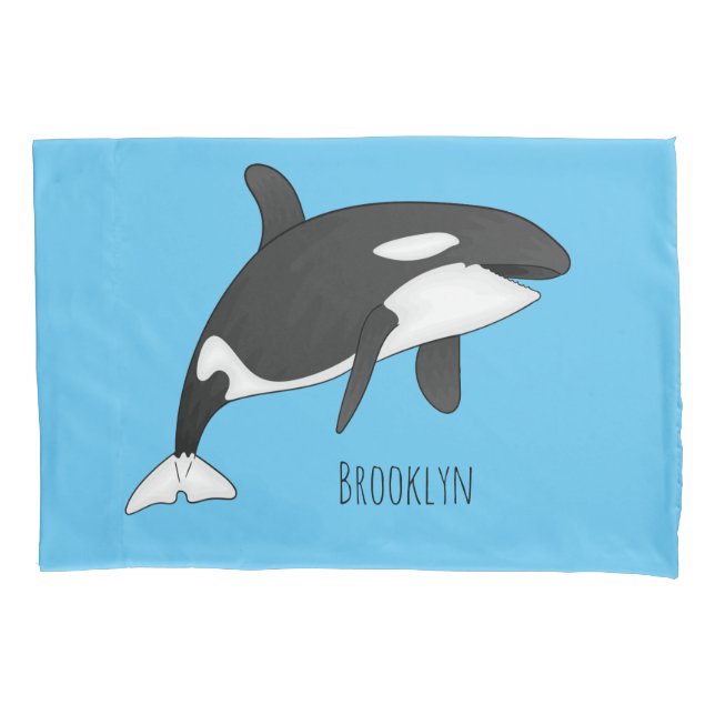 Killer whale cartoon illustration pillowcase (Front)