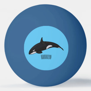 Killer whale cartoon illustration ping pong ball