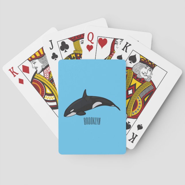 Killer whale cartoon illustration playing cards (Back)