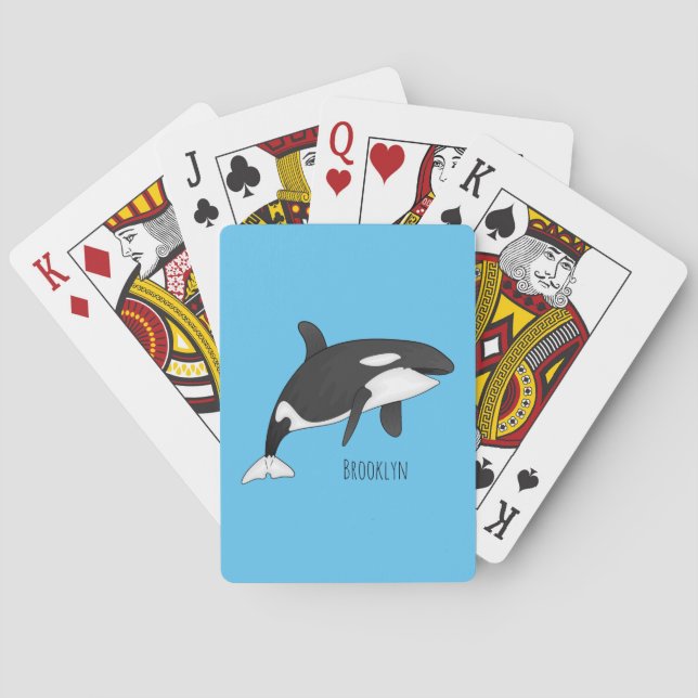 Killer whale cartoon illustration playing cards (Back)