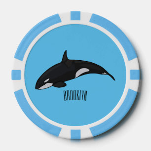 Killer whale cartoon illustration poker chips