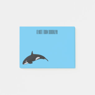 Killer whale cartoon illustration post-it notes