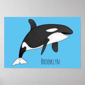 Killer whale cartoon illustration  poster