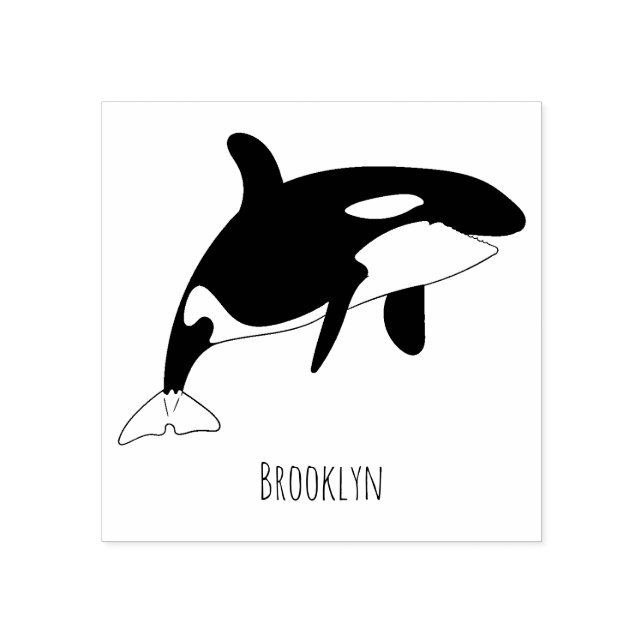 Killer whale cartoon illustration  rubber stamp (Imprint)