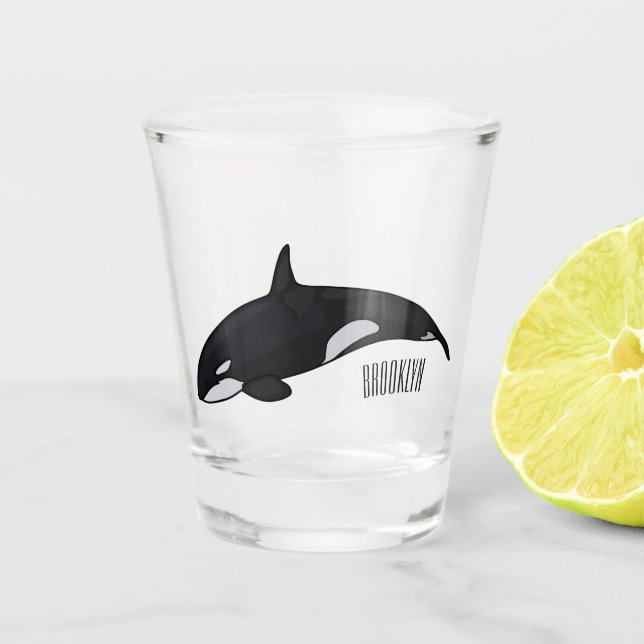 Killer whale cartoon illustration shot glass (Front)