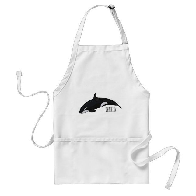 Killer whale cartoon illustration standard apron (Front)