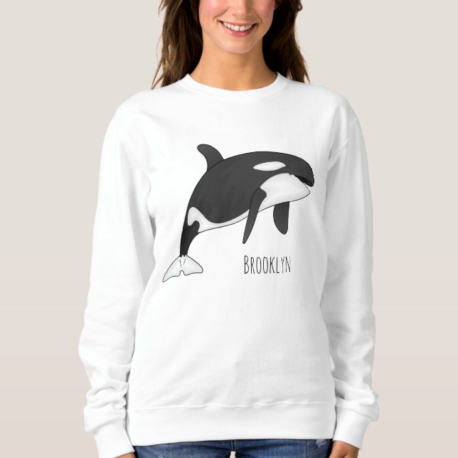 Killer whale cartoon illustration sweatshirt (Front)